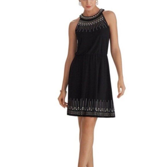 WHBM Dress M Medium 6 8 10 Studded Gold Silver Black Sleeveless Washable - Picture 1 of 15